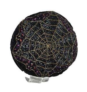 NWT Kohl's Celebrate Together Beaded Spider Web Halloween Round Throw Pillow 15"